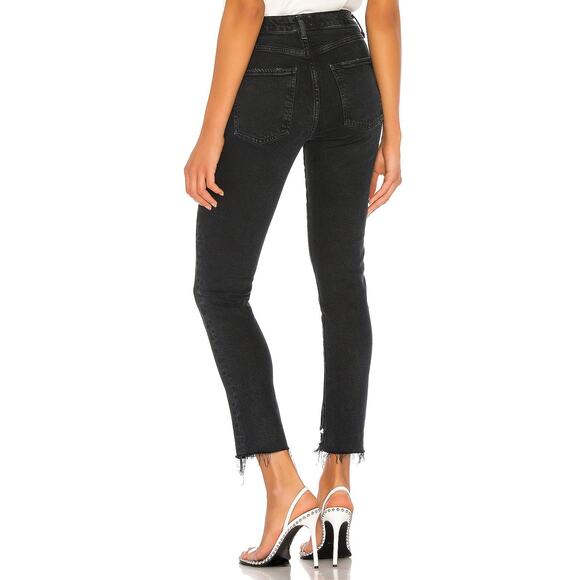 Agolde Toni MidRise Straight Jean Frayed Hem Size 27 Black - Picture 7 of 14